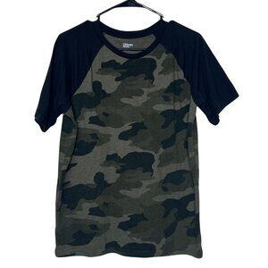 Urban Pipeline Boys Black and Camo Baseball Short Sleeve TShirt